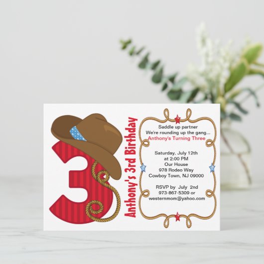 Invitation d'anniversaire de Western Big Three Boy (Debout devant)