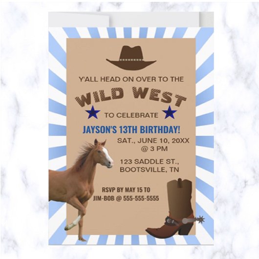 Invitation d'anniversaire de Wild West