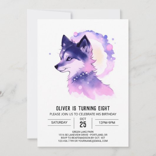 Invitation d'anniversaire de Wolf Woodland (Devant)