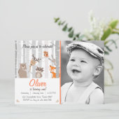 Invitation d'anniversaire de Woodland First Birthd (Debout devant)