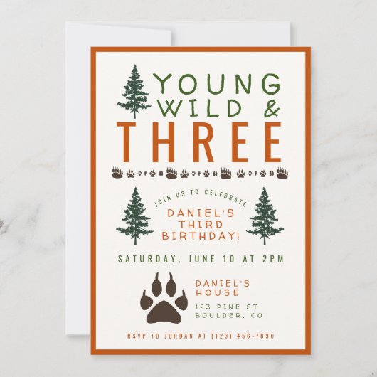 Invitation d'anniversaire de Young Wild et Three F (Devant)