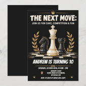Invitation d'anniversaire d'échecs numériques (Devant / Derrière)