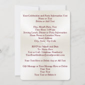 Invitation d'anniversaire d'église ou TOUTE occasi (Dos)