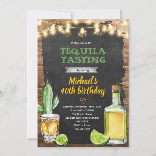 Invitation d'anniversaire dégustation de tequila (Devant)