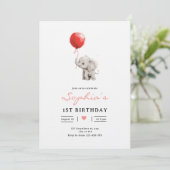 Invitation d'anniversaire d'éléphant bébé, 1er ann (Debout devant)