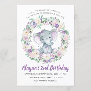 Invitation d'anniversaire d'éléphant de bébé de