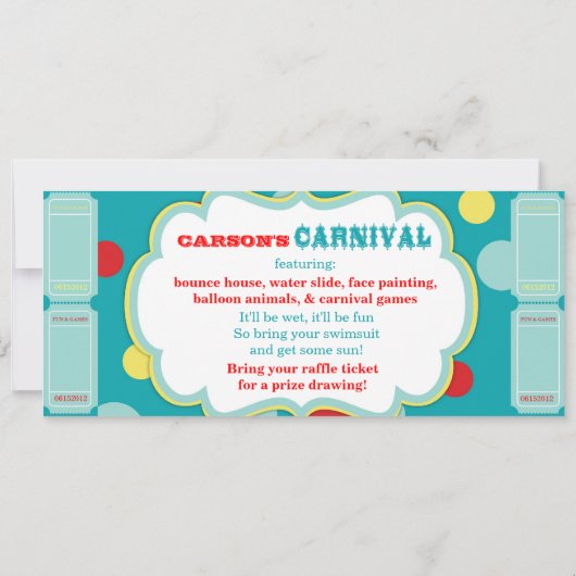 Invitation d'anniversaire d'éléphant de cirque (Dos)