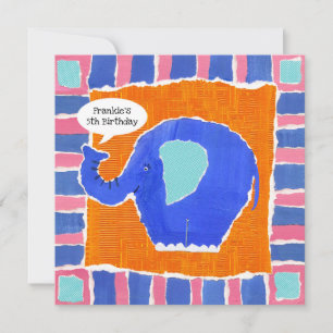 Invitation d'anniversaire d'éléphant personnalisée