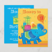 Invitation d'anniversaire d'éléphant personnalisée (Devant / Derrière)
