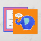 Invitation d'anniversaire d'éléphant personnalisée (Devant / Derrière)