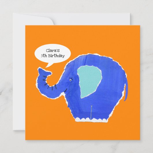 Invitation d'anniversaire d'éléphant personnalisée (Devant)