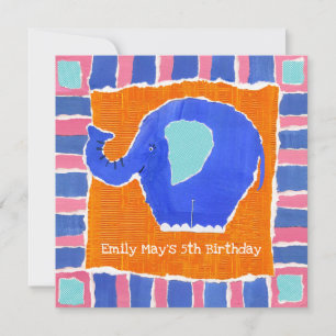 Invitation d'anniversaire d'éléphant personnalisée