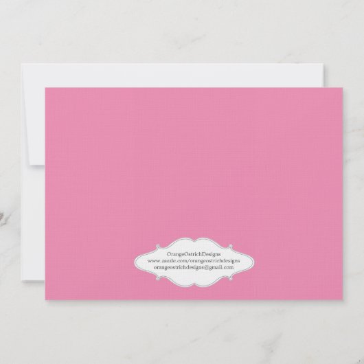 Invitation d'anniversaire d'éléphant rose (Dos)