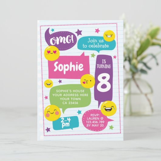 Invitation d'anniversaire d'Emoij (Debout devant)