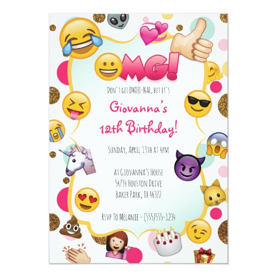 Invitation D Anniversaire D Emoji Invitations Zazzle Be