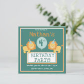 Invitation d'anniversaire d'enfant - 4 ans (Debout devant)