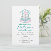 Invitation d'anniversaire d'enfant de carrousel (Debout devant)