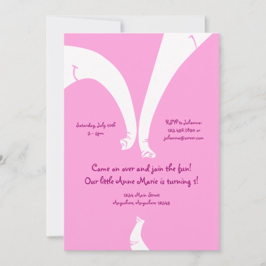 Invitation d'anniversaire d'enfant de fille de (Devant)