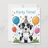 Invitation d'anniversaire d'enfants avec un chiot  (Devant)