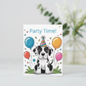 Invitation d'anniversaire d'enfants avec un chiot  (Debout devant)