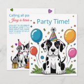 Invitation d'anniversaire d'enfants avec un chiot  (Devant / Derrière)