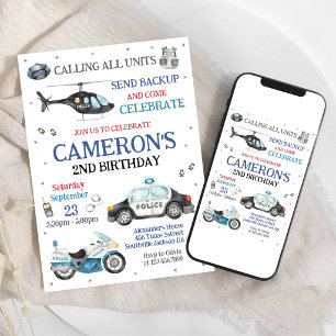Invitation d'anniversaire d'enfants Officier de po