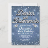 Invitation d'anniversaire Denim et Diamants (Devant)