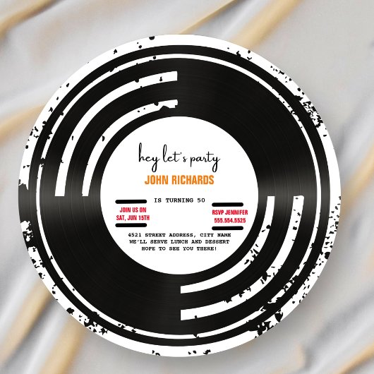 Invitation d'anniversaire d'enregistrement vintage