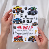 Invitation d'anniversaire d'équipe de camion monst
