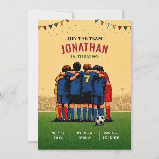 Invitation d'anniversaire d'équipe de football (Devant)