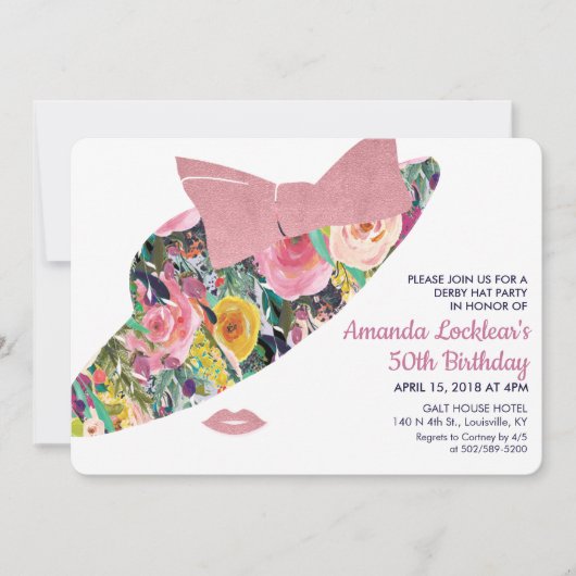 Invitation d'anniversaire Derby pour tout âge (Devant)