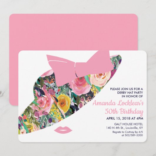 Invitation d'anniversaire Derby pour tout âge (Devant / Derrière)