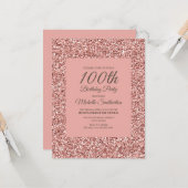 Invitation d'anniversaire des 100 ans pour femme à (Devant/Arrière en situation)