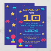 Invitation d'anniversaire des 10 ans Level Up | Mo (Devant / Derrière)