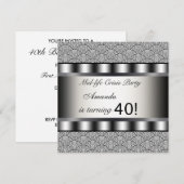 Invitation d'anniversaire des 40 ans en noir (Devant / Derrière)