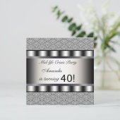 Invitation d'anniversaire des 40 ans en noir (Debout devant)