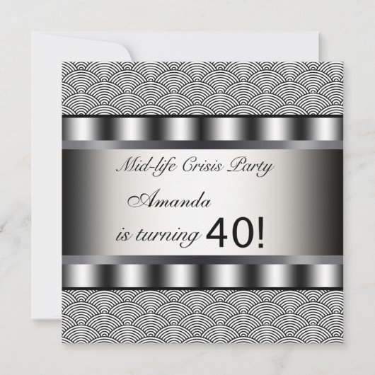 Invitation d'anniversaire des 40 ans en noir (Devant)