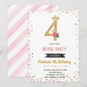 Invitation d'anniversaire des 4 ans de princesse (Devant / Derrière)