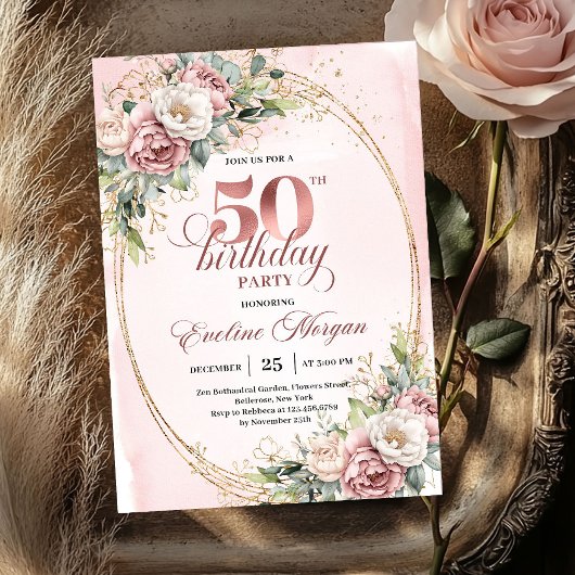 Invitation d'anniversaire des 50 ans Minimal Elega