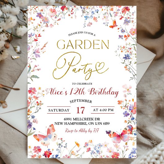 Invitation d'anniversaire des adolescentes Fleur s