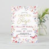 Invitation d'anniversaire des adolescentes Fleur s (Debout devant)