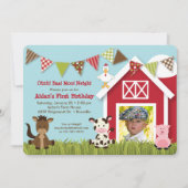 Invitation d'anniversaire des amis de la ferme (Devant)