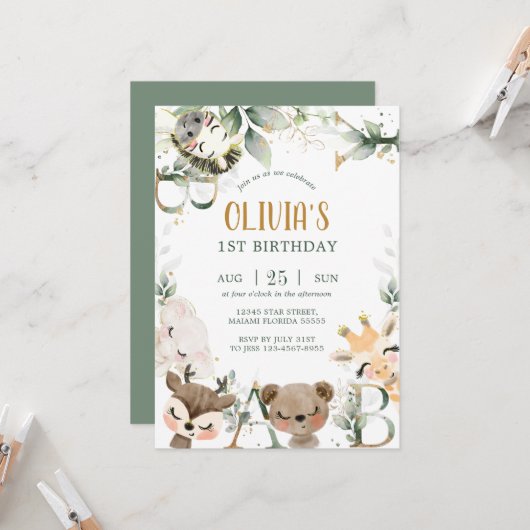 Invitation d'anniversaire des amis de la forêt for (Devant/Arrière en situation)