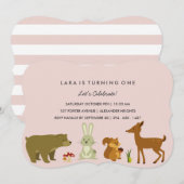 Invitation d'anniversaire des amis de Woodland (Devant / Derrière)