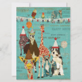 Invitation d'anniversaire des animaux de fête (Dos)