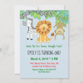 Invitation d'anniversaire des animaux de la jungle (Devant)