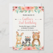 Invitation d'anniversaire des animaux des bois de (Devant)