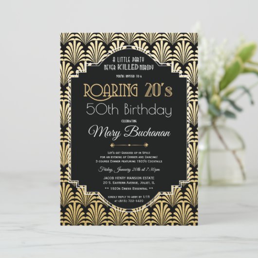 Invitation d'anniversaire des années 20 (Debout devant)