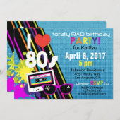 Invitation d'anniversaire des années 80 (Devant / Derrière)