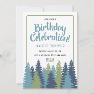 Invitation d'anniversaire des arbres rustiques